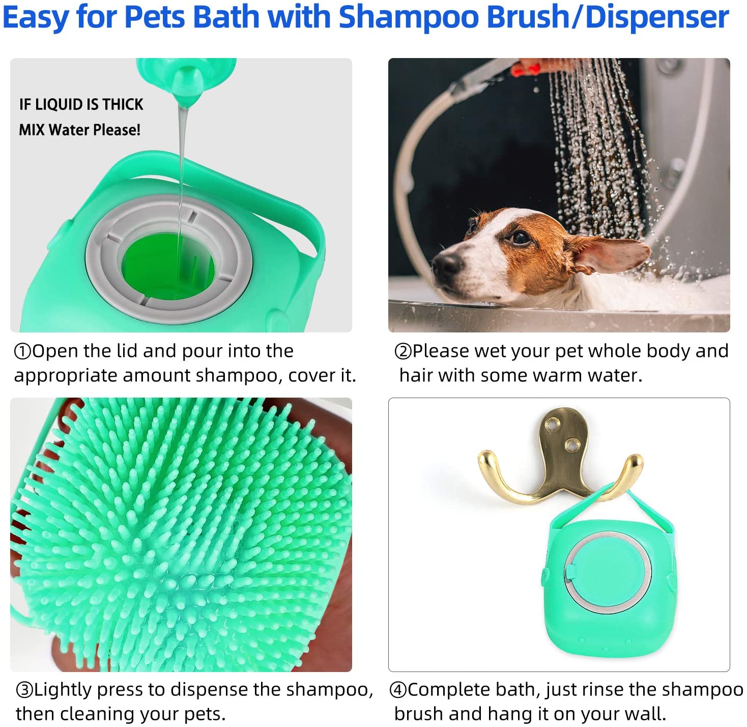 pet dog shampoo massager brush