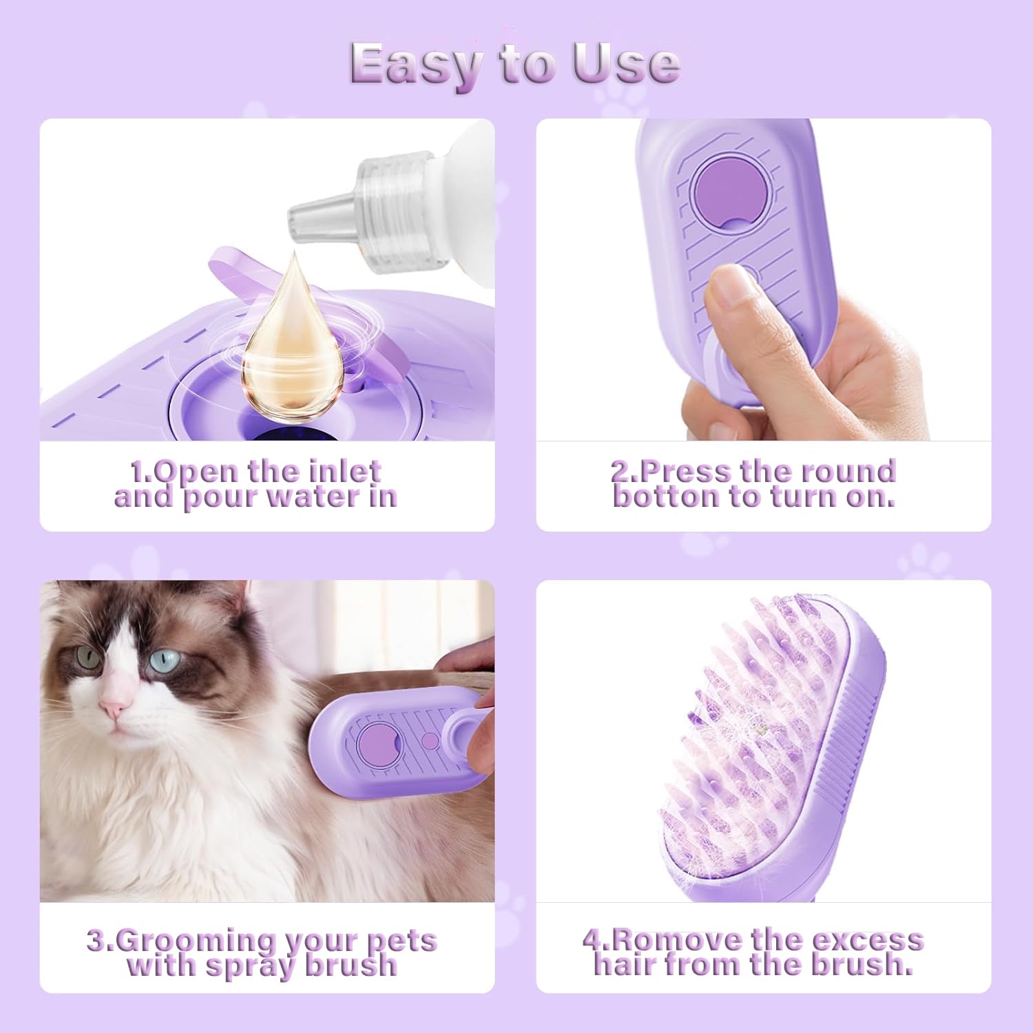 Cat Steam Brush For Shedding  