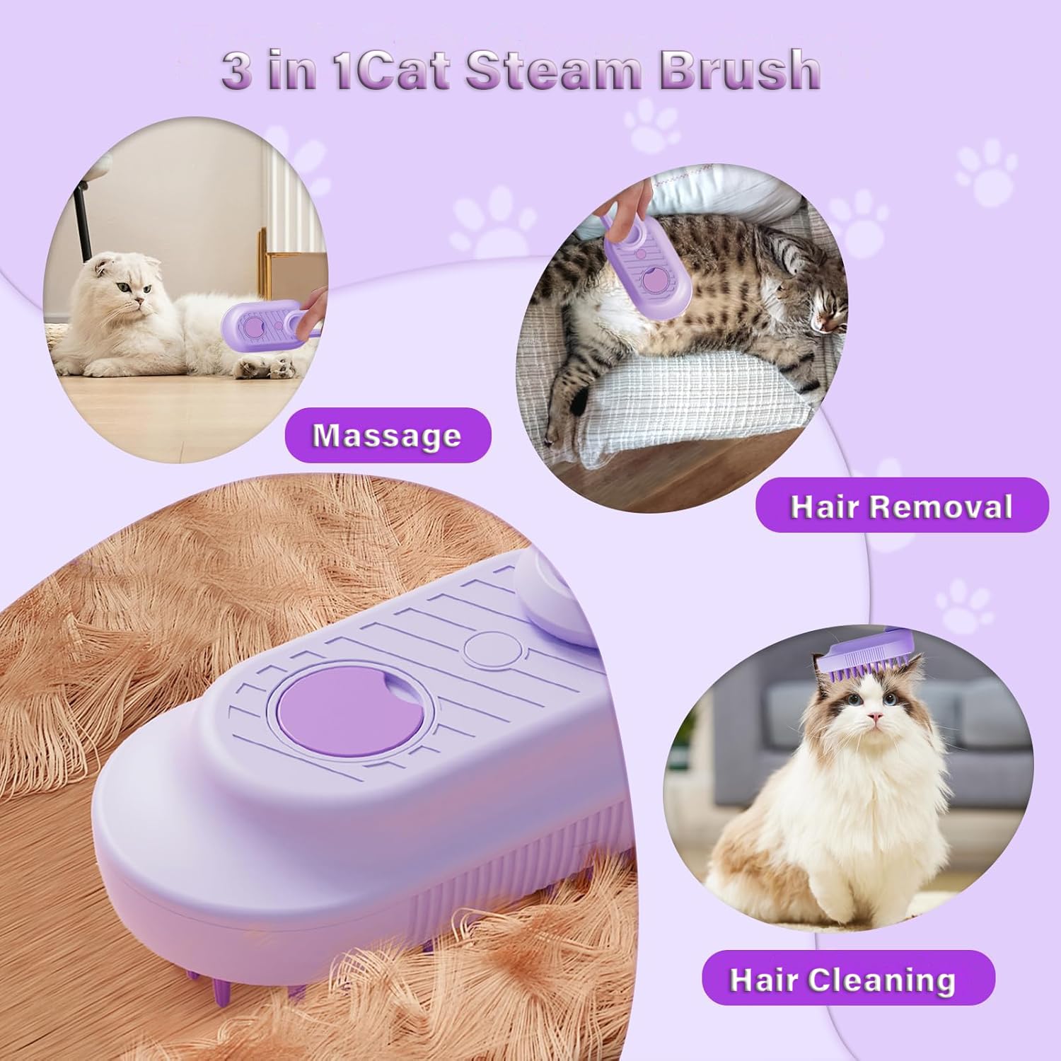 Cat Steam Brush For Shedding  
