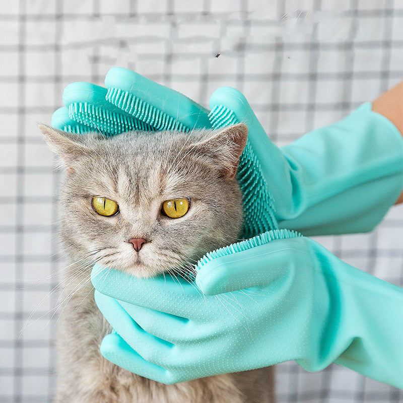 silicone dog grooming gloves