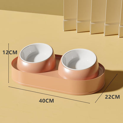 elevated double bowl cat feeder