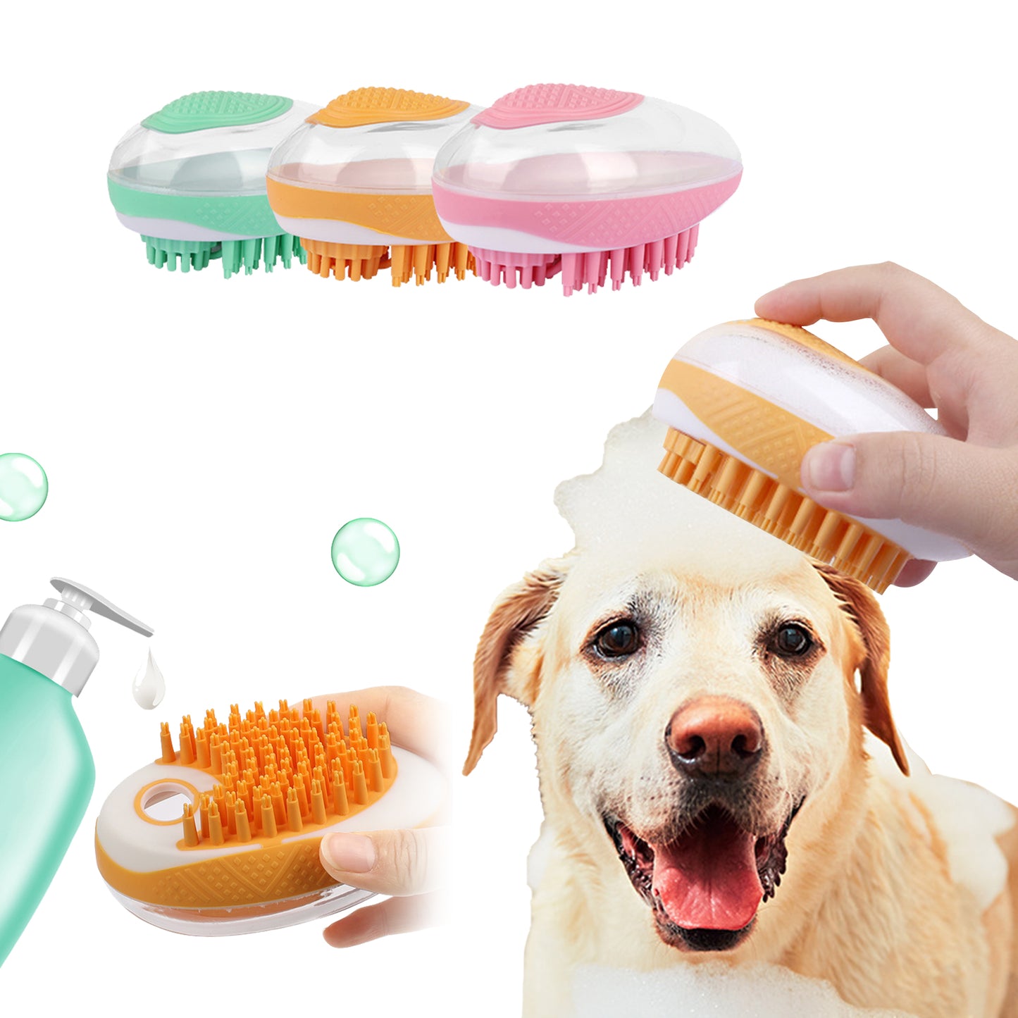Dog Cat Bath Brush 2-in-1 Pet SPA 