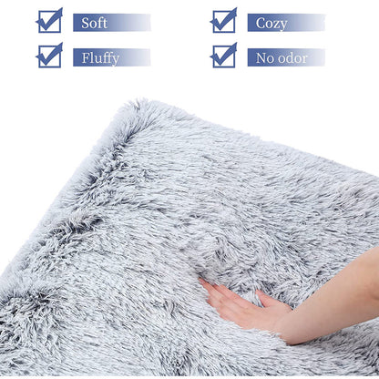 Plush Square Pet Bed Wave Memory Foam